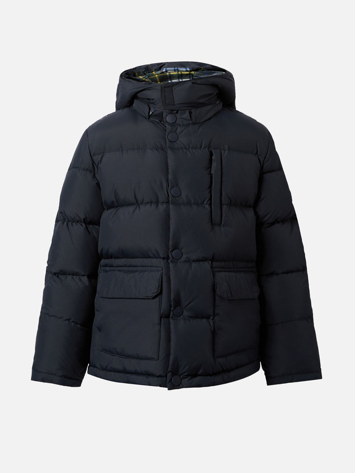 Hooded down padded jacket Baxter in navy blue