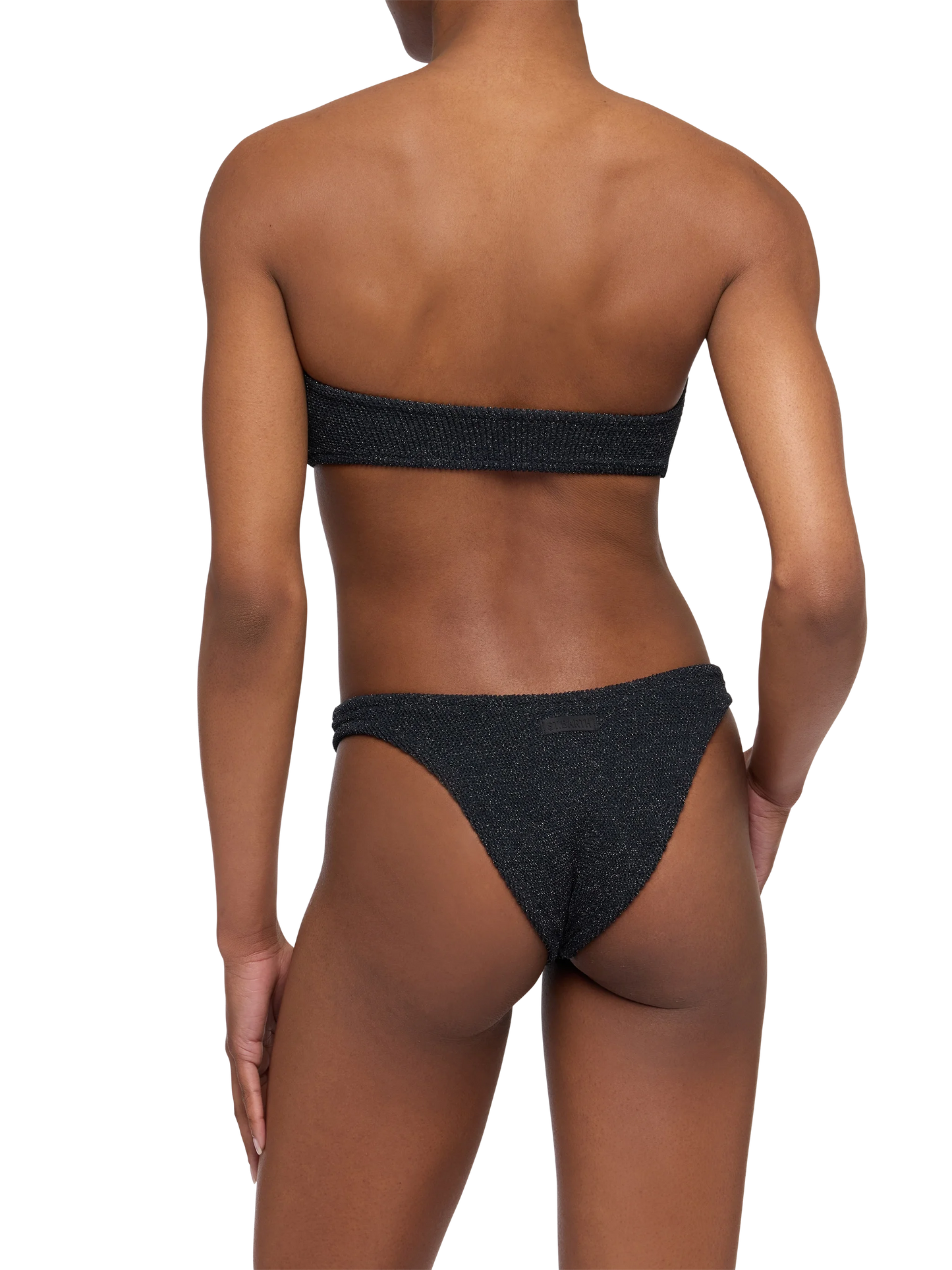 Bikini a fascia Yulia Elise in crinkle lurex nero