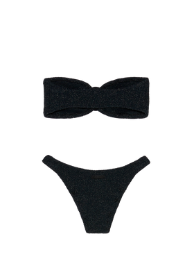 Bikini a fascia Yulia Elise in crinkle lurex nero