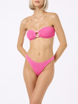 Rosa Crinkle-Bandeau-Bikini für Damen Yulia Naomi