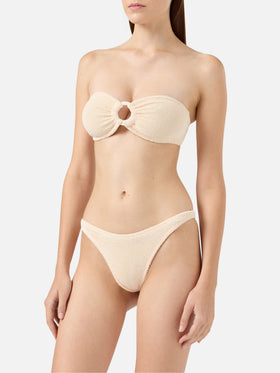 Bandeau-Bikini Yulia Naomi in Crinkle-Beige