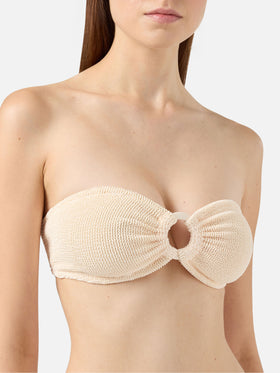 Bandeau-Bikini Yulia Naomi in Crinkle-Beige