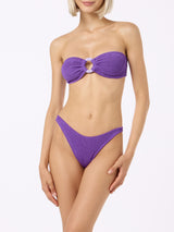 Bikini da donna a fascia viola crinkle Yulia Naomi