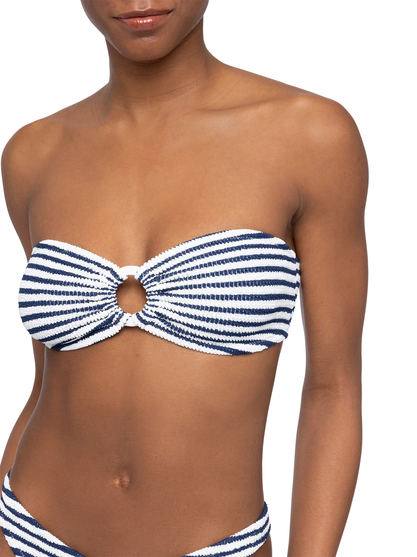 Yulia crinkle bandeau top with striped print