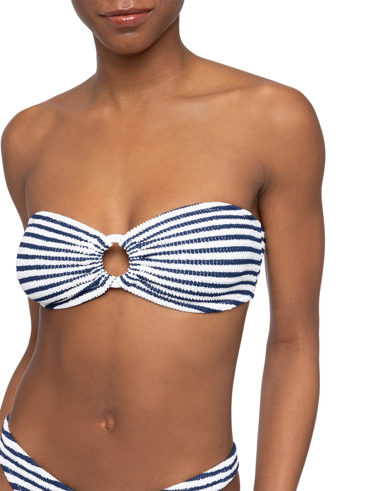 Yulia crinkle bandeau top with striped print