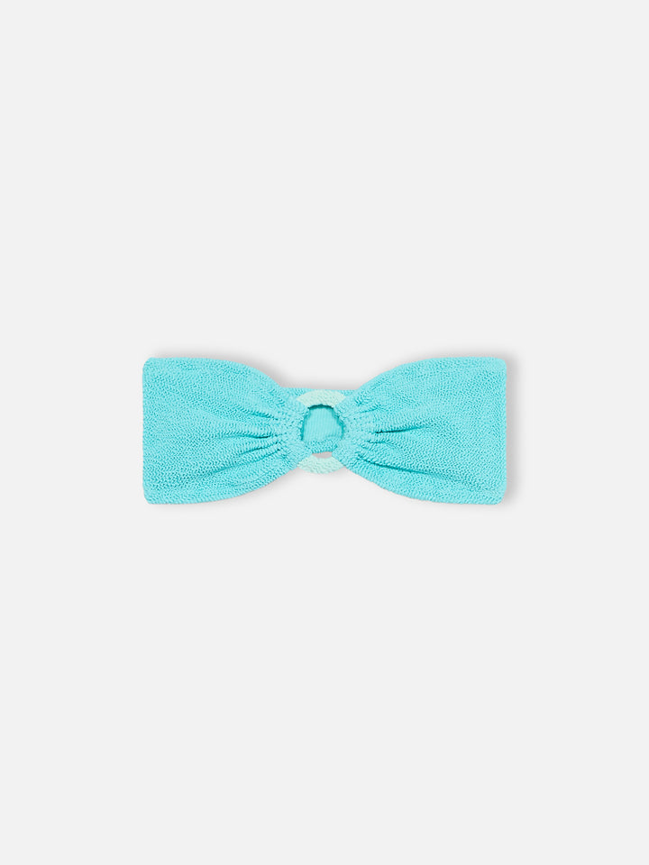 Wassergrüner Crinkle-Bandeau-Top-Badeanzug für Damen Yulia