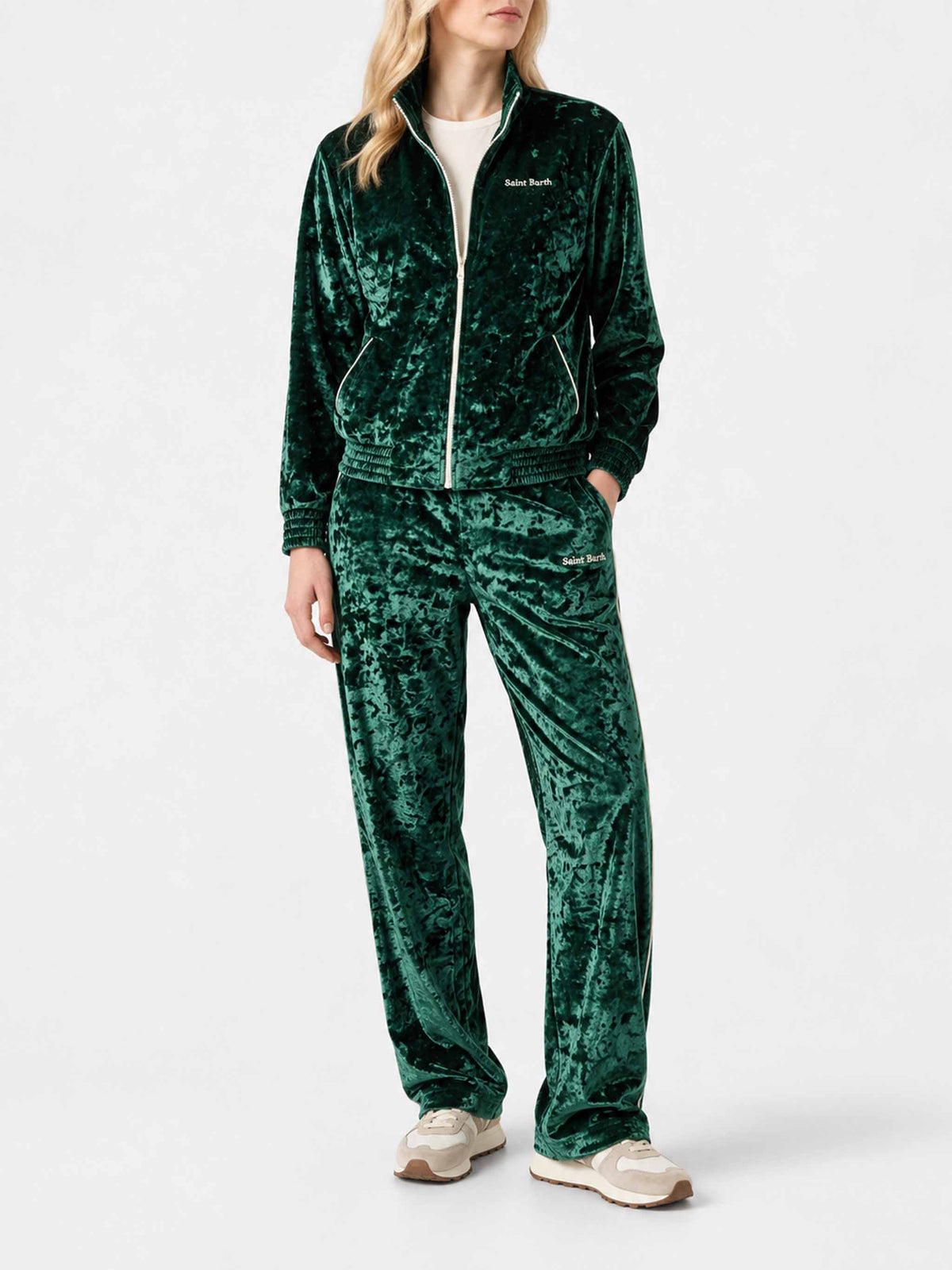 Pantalon Yvonne en chenille verte 