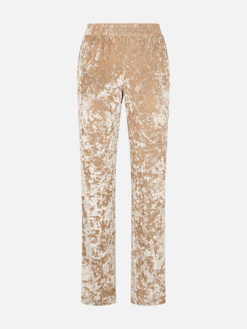 Woman beige chenille jogger pants Yvonne