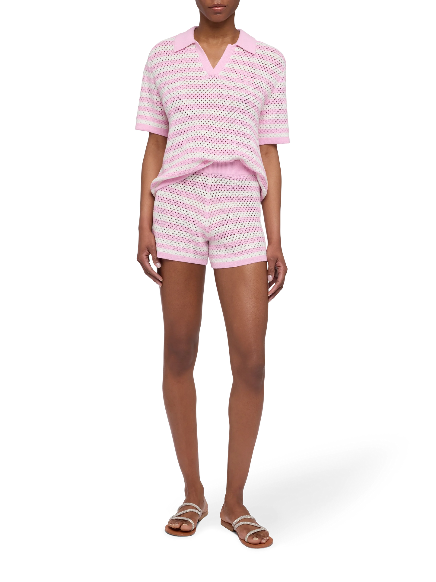 Yvette pink striped knit polo - MC2 Saint Barth
