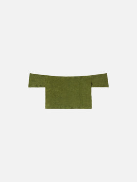 Top crinkle a fascia Zena con spalline larghe