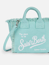 Borsa Mini Vanity in tela di cotone verde acqua