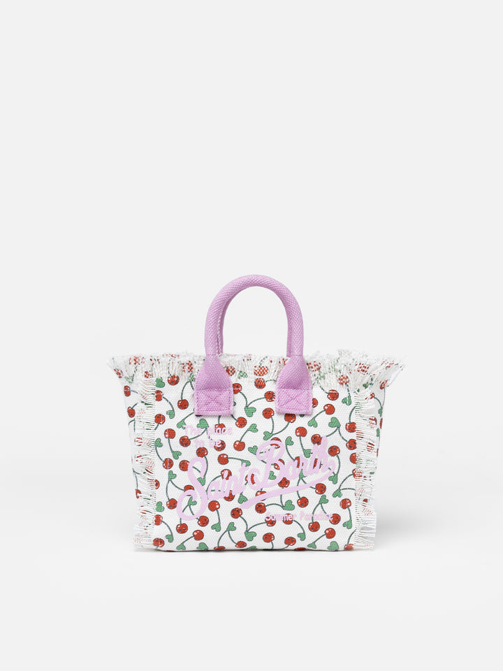 Mini-Kosmetiktasche aus kirschfarbenem Baumwollcanvas