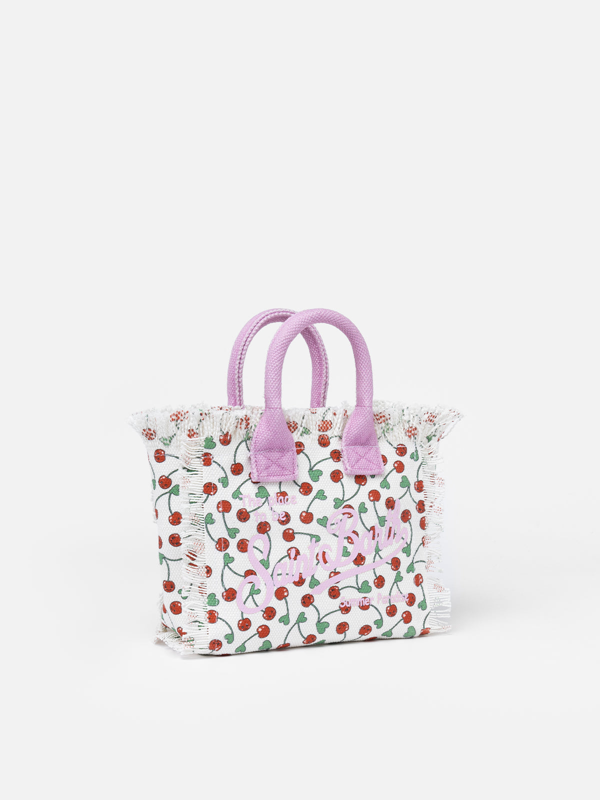 Borsa Mini Vanity in tela di cotone color ciliegia