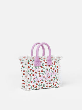 Borsa Mini Vanity in tela di cotone color ciliegia