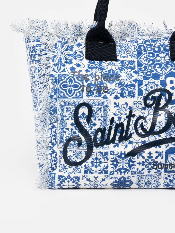 Maiolica patch cotton canvas Vanity tote bag