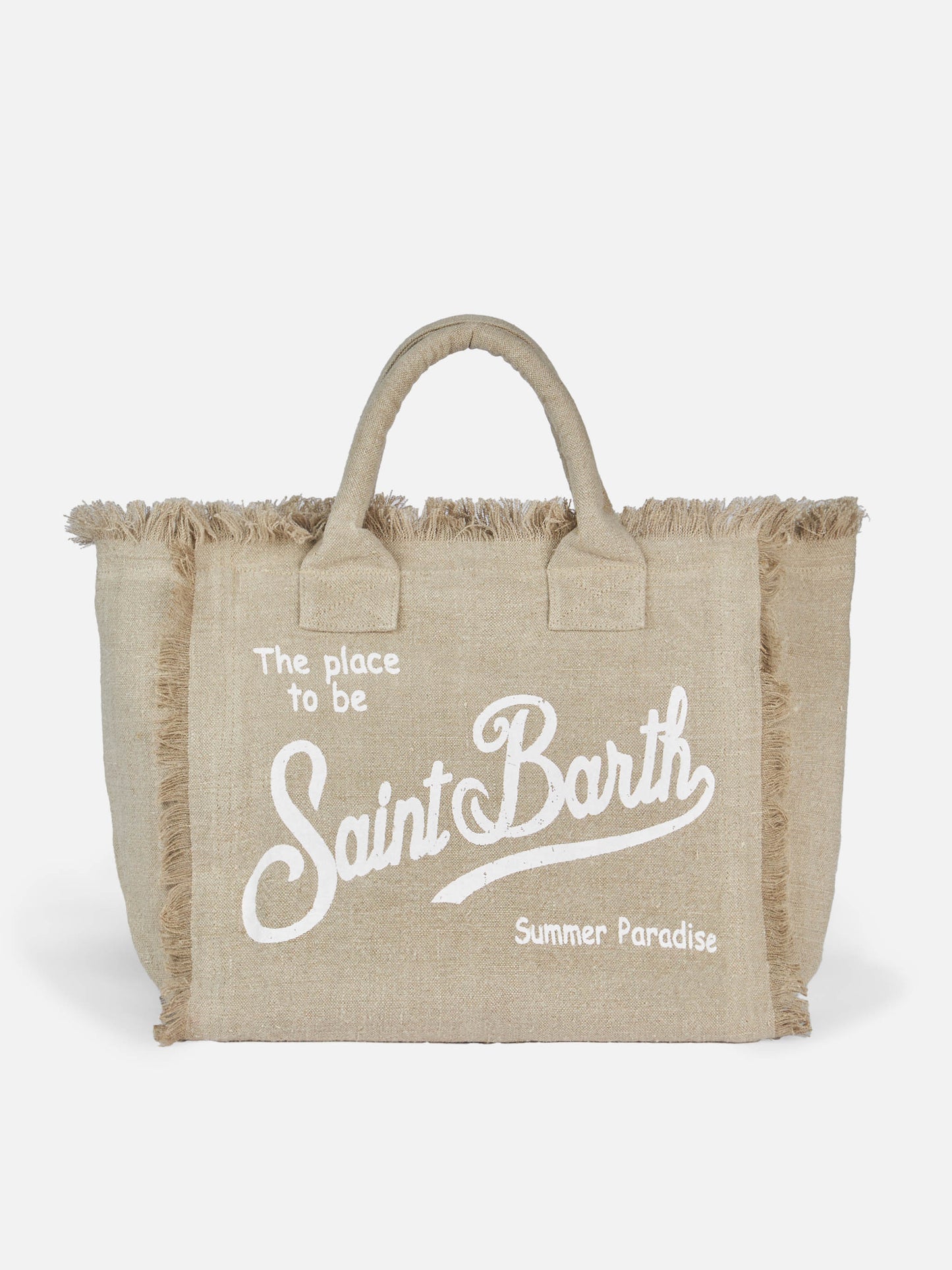 Borsa a spalla Vanity in lino beige