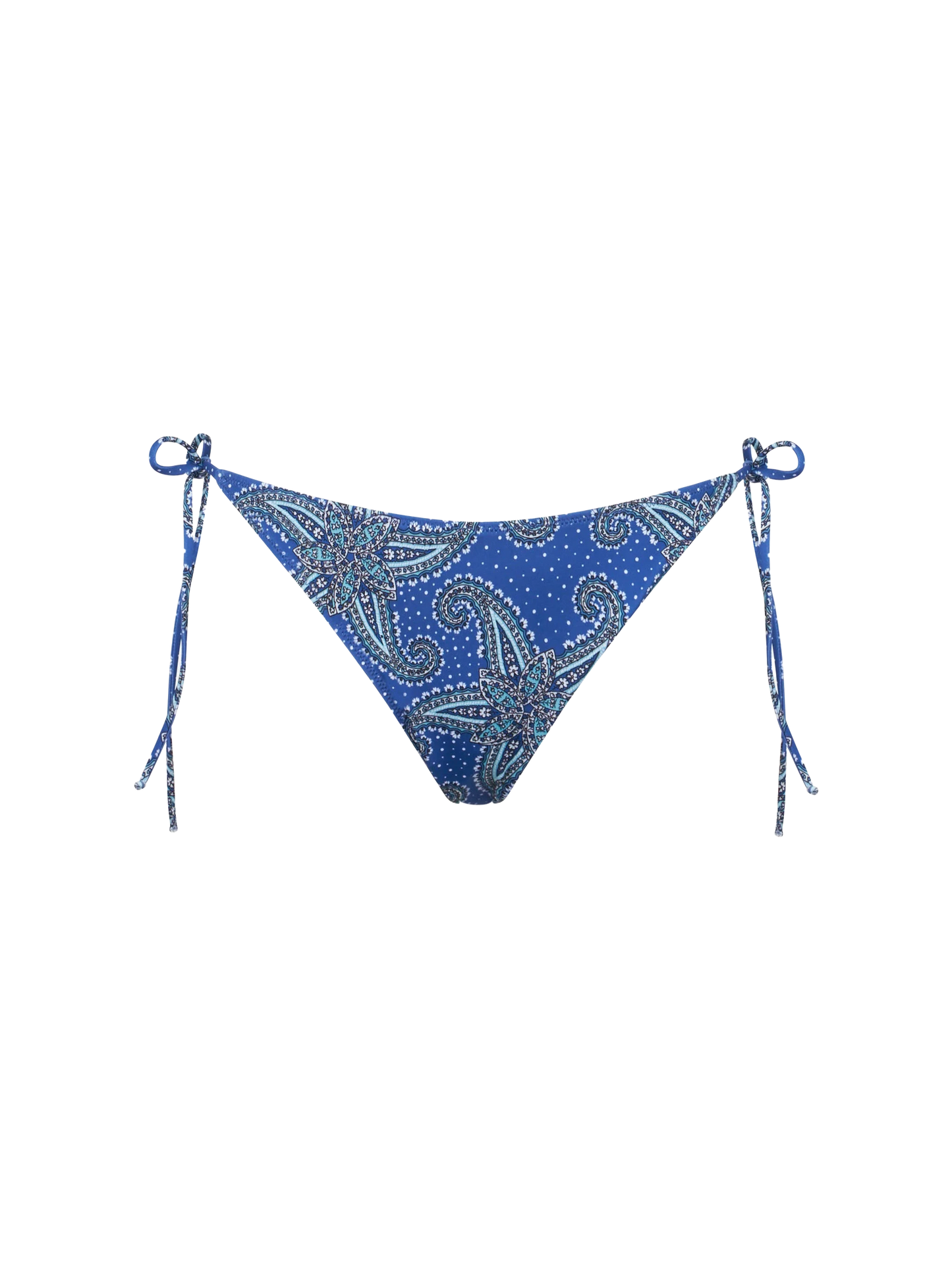 Woman blue swim briefs with paisley pattern
