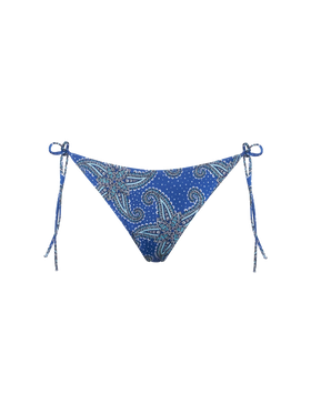 Woman blue swim briefs with paisley pattern