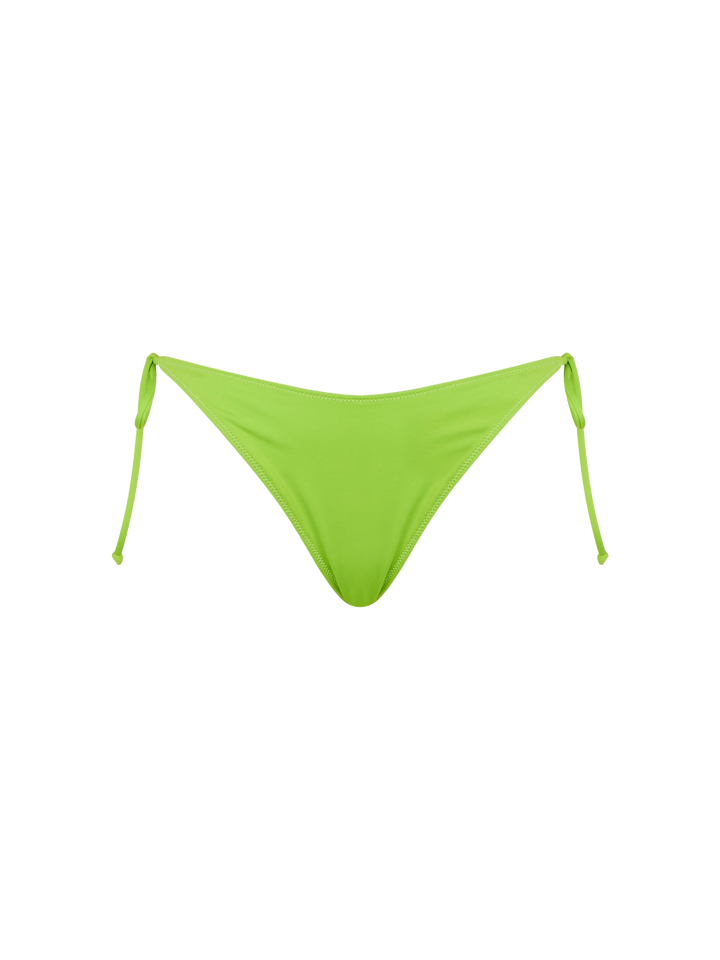 Woman lime green triangle bikini
