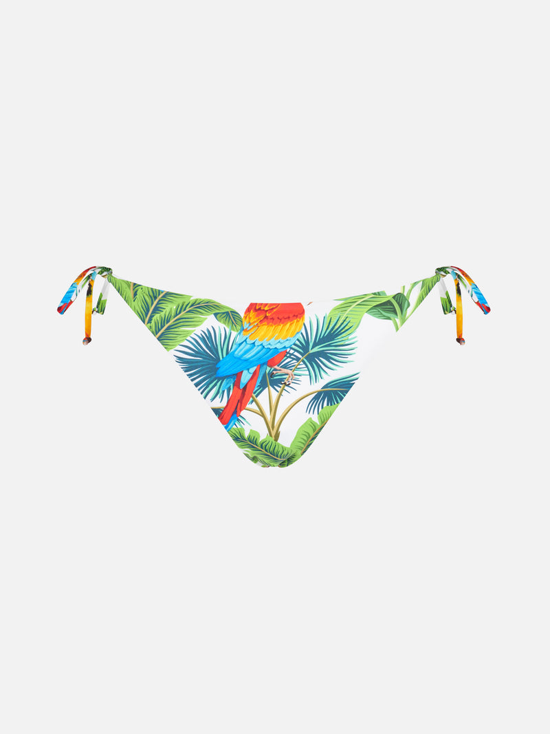 Swim briefs with parrots print