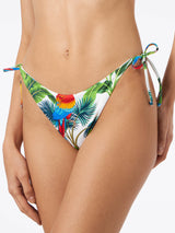 Swim briefs with parrots print