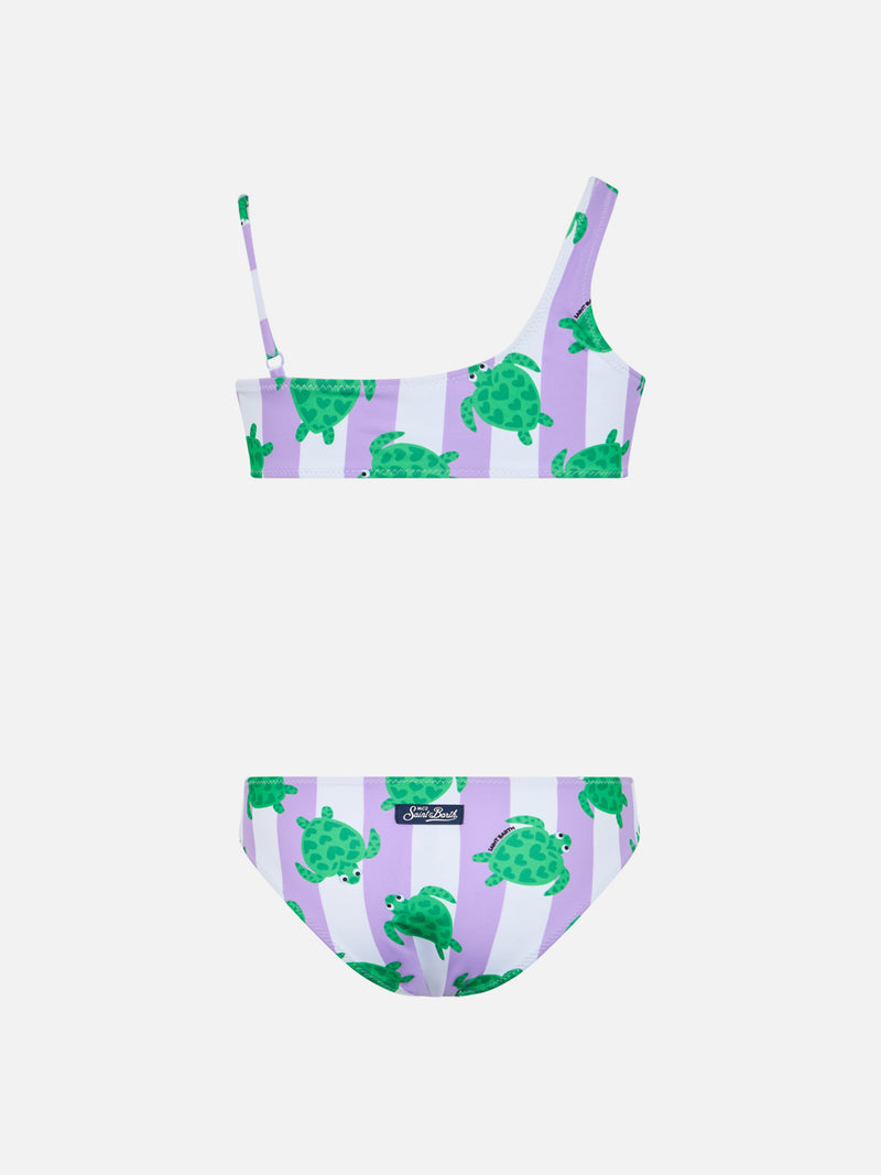 Bikini monospalla da bambina Vivy con stampa tartaruga