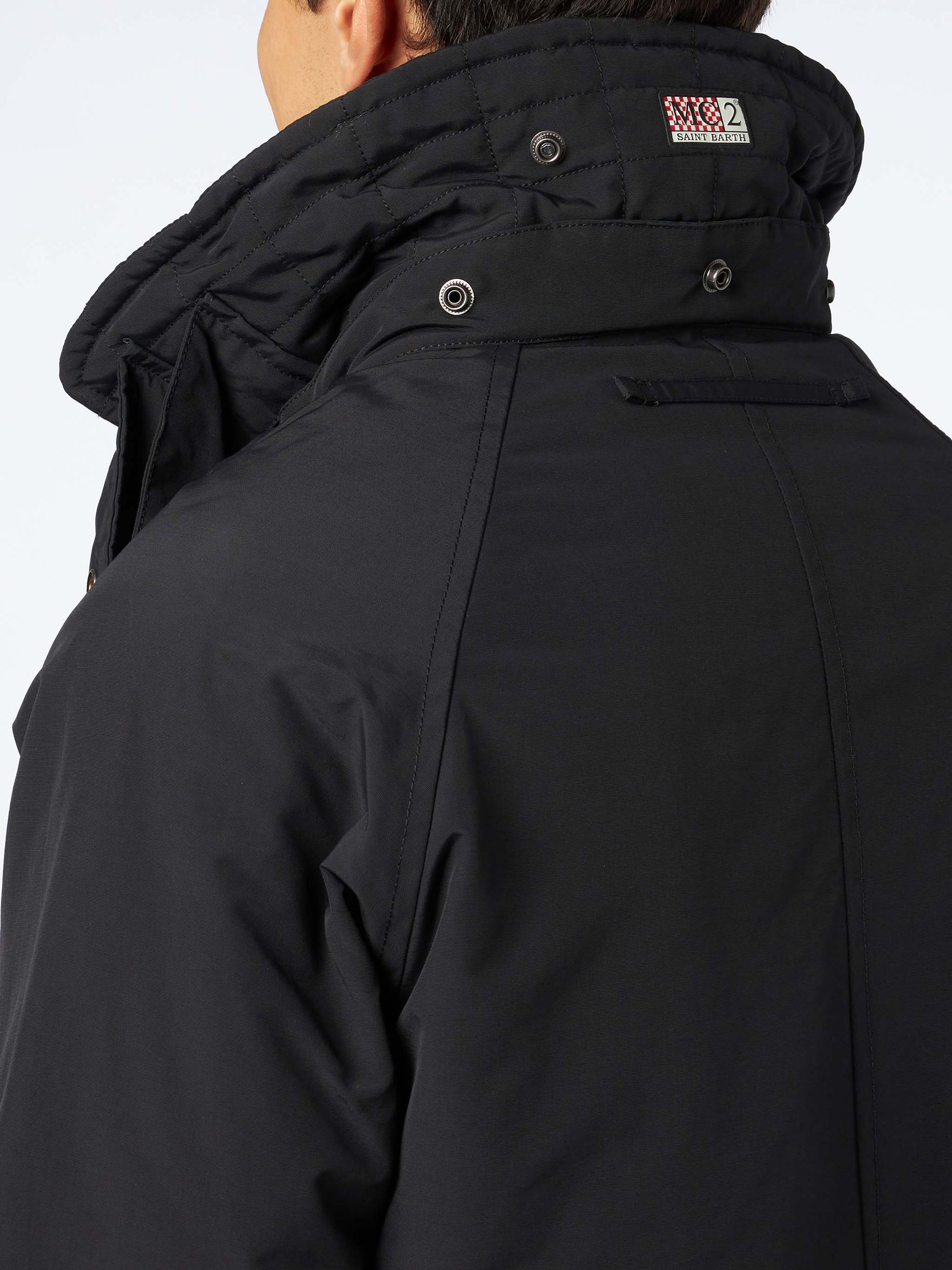Man anthracite grey hooded parka jacket Voyager - MC2 Saint Barth