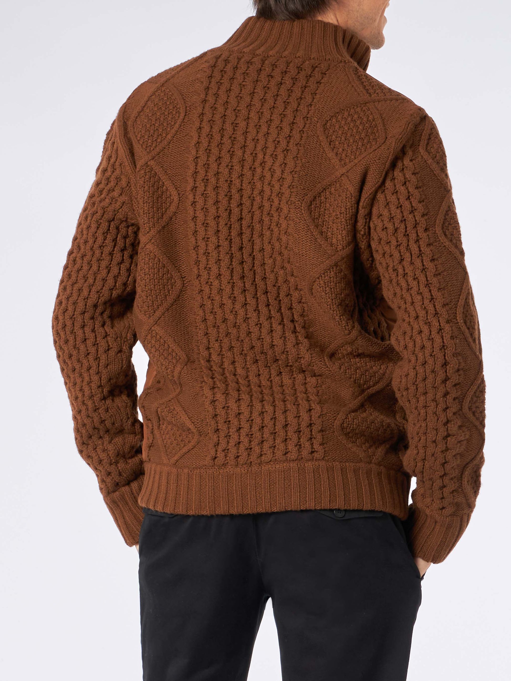 Man brown padded jacket with knitted sleeves - MC2 Saint Barth