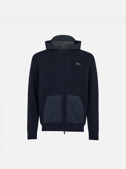 Boy full zip sweater Wiberg Jr with technic fabric hoodie and pockets - MC2 Saint Barth