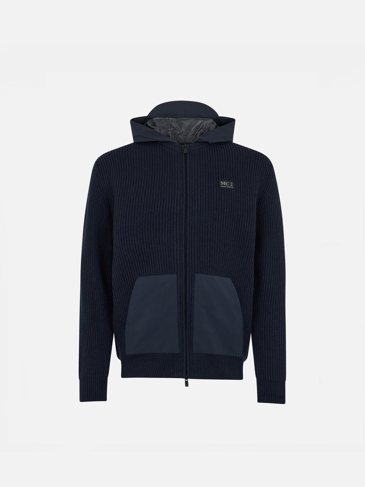 Boy full zip sweater Wiberg Jr with technic fabric hoodie and pockets