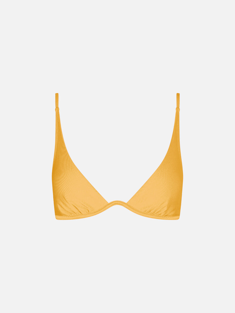 Woman ochre yellow V-wired top