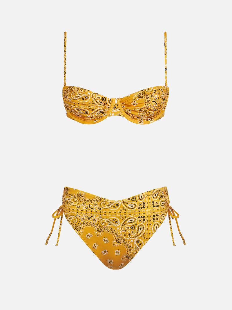 Bikini da donna a bralette con ferretto e stampa bandana