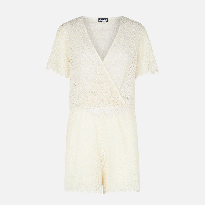 Off white lace short jumpsuit