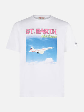 T-shirt da uomo in cotone con stampa St.Barth airlines
