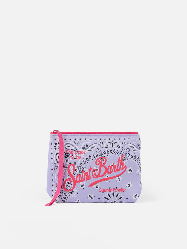 Aline lilac bandanna scuba pochette