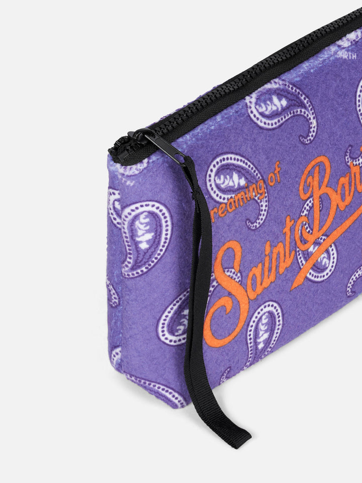 Pochette Aline con stampa paisley viola