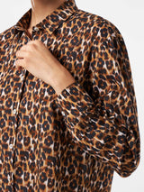 Camicia in cotone stampa leopardo con ricamo