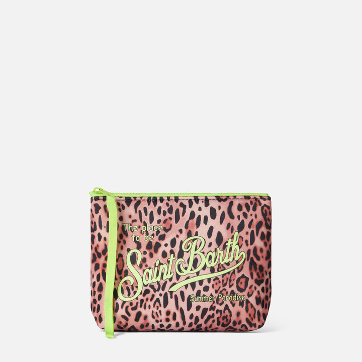 Aline scuba pochette with animalier print