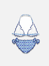 Bikini da bambina a triangolo con stampa stelle marine