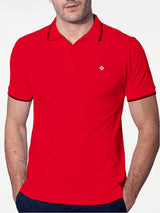 Polo in piquet rosso con logo St. Barth check