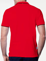 Polo in piquet rosso con logo St. Barth check