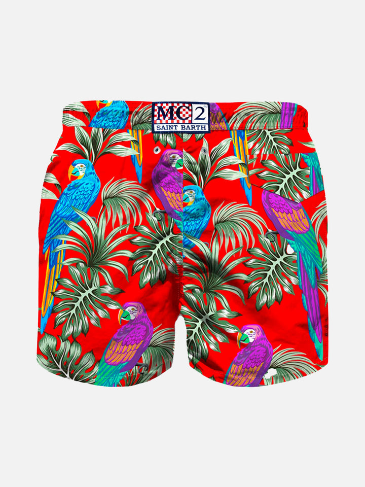 Boy light fabric swim shorts with parrots print - MC2 Saint Barth