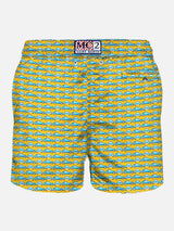 Light fabric man swim shorts sporty car print