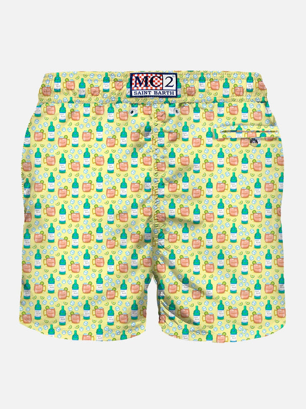 Light fabric man swim shorts cocktail print