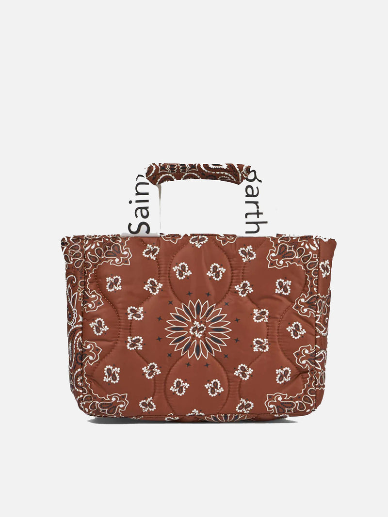 Puffer handbag with bandanna print