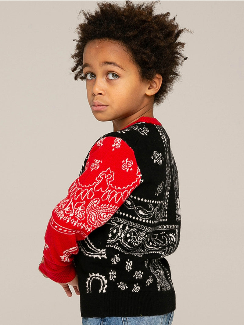 Boy bandanna sweater with Cowboy embroidery