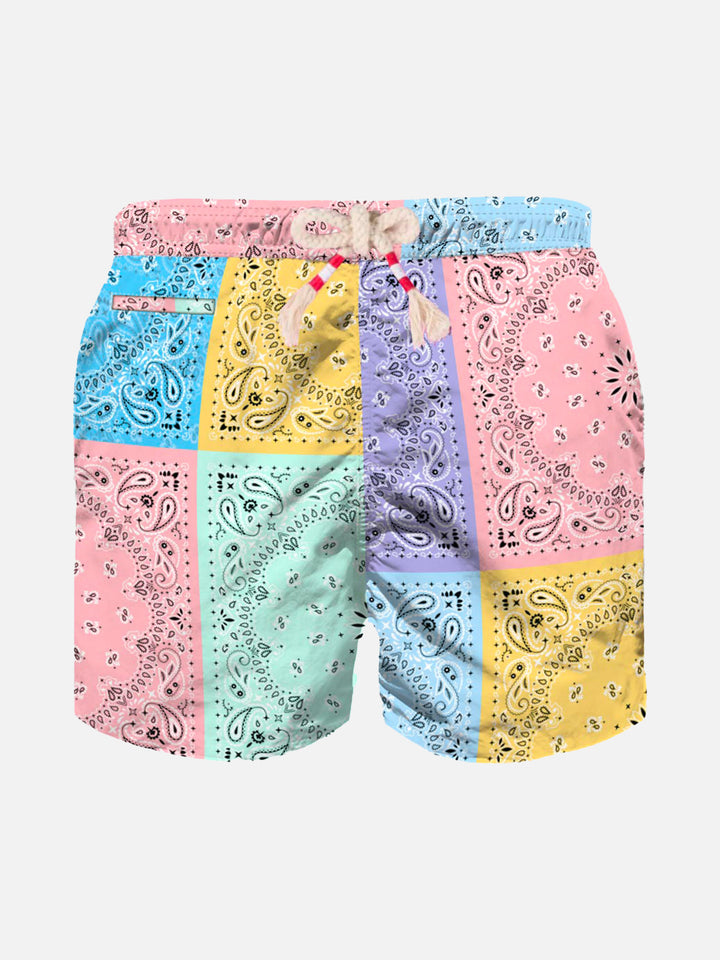 Boy swim shorts with multicolor bandanna print - MC2 Saint Barth