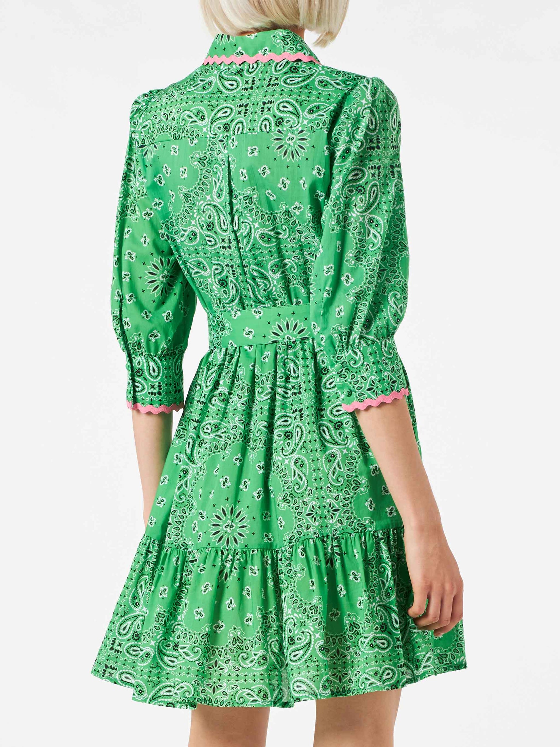 Mc2 Saint Barth Women's Bandanna Print Cotton Short Dress Daisi With Embroideries - Green - Casual dresses Mc2 Saint Barth Women's Bandanna Print Cotton Short Dress Daisi With Embroideries - Green - Casual dresses