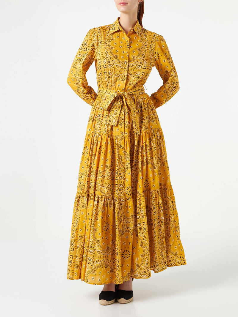 Woman ochre bandanna long dress Jensen