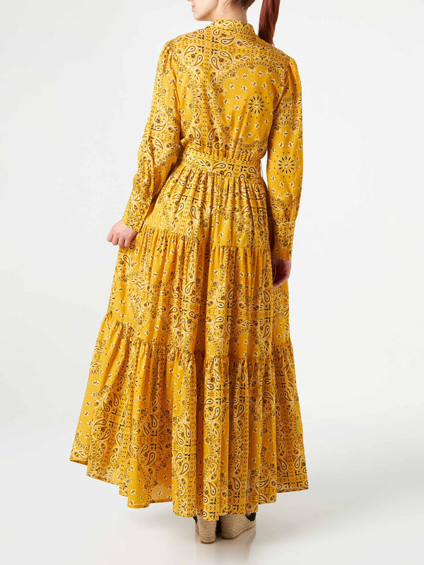 Woman ochre bandanna long dress Jensen